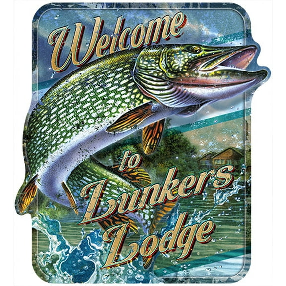 Lunkers Lodge Pike Novelty Sign | Indoor/Outdoor | Funny Home Décor for Garages, Living Rooms, Bedroom, Offices | SignMission personalized gift Wall Plaque Decoration