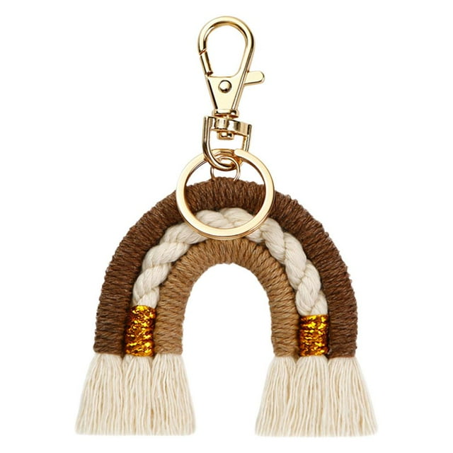 Iris Borla Decoración para el hogar Joyas Boho hechas a mano marrón Zulema Llavero arcoíris