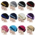 thumbnail image 5 of Walbest Women Elastic Flower Beanie Cap Chemo Hat Slouchy Snood Hat Cancer Headwear, Two-color Muslim Headwrap Hat, 5 of 7