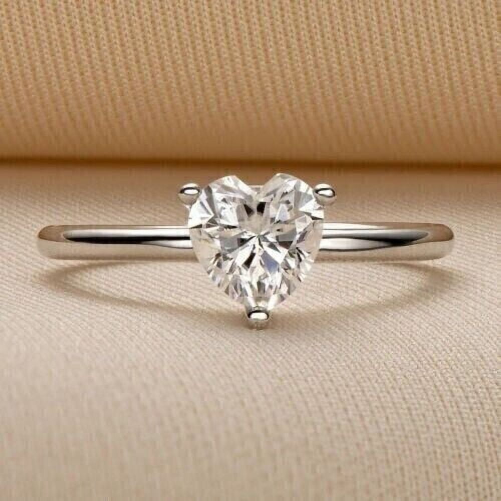 2.5Ct Heart Cut Lab Created Diamond Solitaire Engagement Ring 14K White Gold Plated