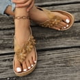 thumbnail image 2 of CIENVNSTG Wedge Sandals For Women Pu Upper Rhinestone Floral Wedge Thong Sandals Vintage Wide Width Flip Flops Casual Boho Slipper Ginger 42, 2 of 4