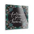 thumbnail image 2 of Follow Your Heart Black Floral 12 x 12 Glass Wall Hanging Sign, 2 of 5