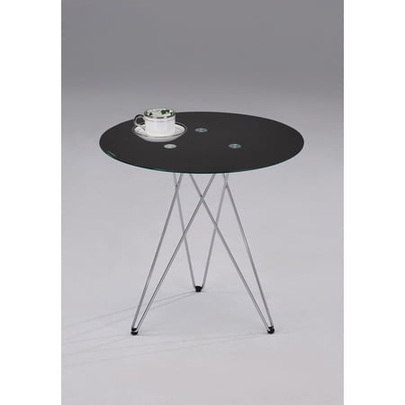 Madeira 20" 3 Legged Chrome Metal & Black Tempered Glass ...
