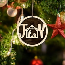 Vrorvz Wooden Nativity Hanging Ornament Christmas Decorations Christmas Ornaments Close Nature Wood Craft Crackproof Polished Indoor Centerpiece Mantel 3.9In Brown