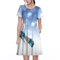 thumbnail image 1 of Disketp Christmas Snowman In The Snow para Vestido de Manga Corta para Mujeres, Vestidos de Verano para Mujeres, Casual y Holgado para la Playa, 1 of 6