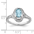 thumbnail image 2 of 925 Sterling Silver Rhodium Diamond and Light Swiss Blue Topaz Ring Size 7, 2 of 6