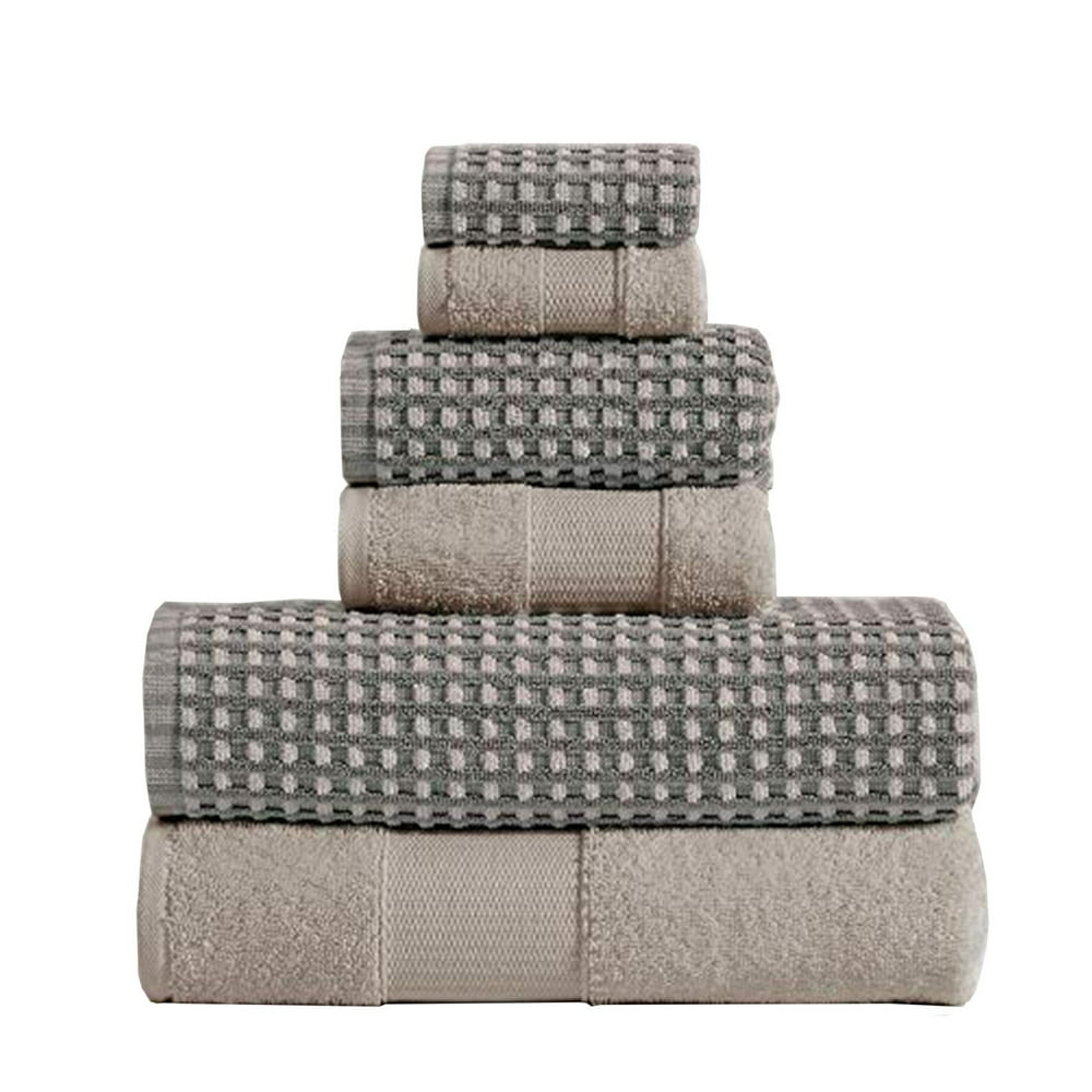 Porto 6 Piece Towel Set with Jacquard Grid Pattern The Urban Port
