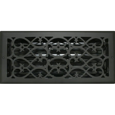 

4x10 Flat Black Victorian Floor or Wall Register (Faceplate Dimensions: 5.25 x 11.25 inches)