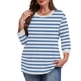 thumbnail image 6 of Ronuti Womens T Shirts 3/4 Length Sleeve Womens Tops Dressy Casual Crew Neck Color Block Tunic Tops, 6 of 8