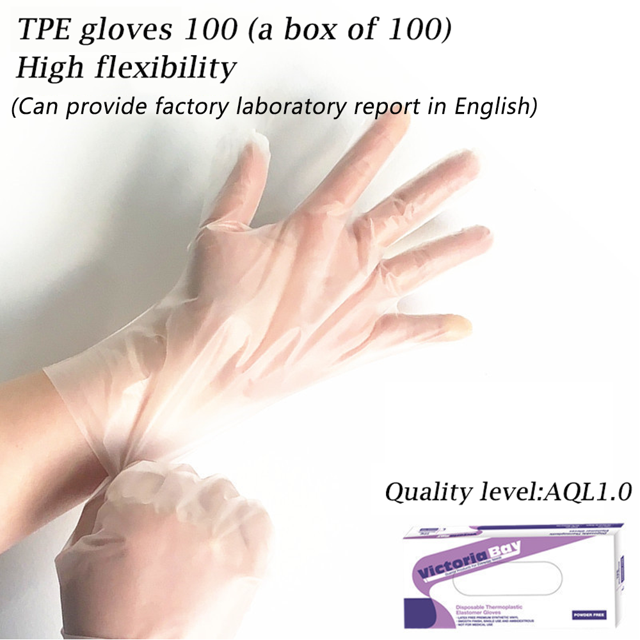 TPE Disposable Gloves Food Grade Latex Free Powder Free, Clear