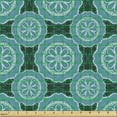 thumbnail image 2 of Ambesonne Ethnic Fabric by the Yard Upholstery, Circular-Shaped Floral Art, 2 Yards, Dark Turquoise and Sea Blue, 2 of 5