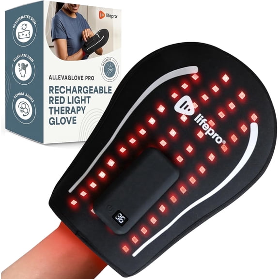 LifePro Red Light Therapy Wrap for Hands – Cordless Infrared Glove with Dual Wavelengths 660nm & 850nm, Auto Shut-Off for Comfort & Relaxation - Black