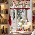 thumbnail image 3 of Winter Snowman Valances for Windows, 54 x 18in, Merry Christmas Xmas Tree Elk Wood Grain Plaid Rod Pocket Kitchen Valance Curtain Light Filtering Window Treatments for Living Room Bedroom, 1 Panel, 3 of 7