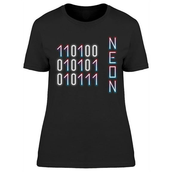 Neon Effect Binary Code Design T-Shirt Women -Image by Shutterstock, Female x-Large