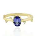thumbnail image 2 of Tanzanite Stackable Ring 18k Yellow Gold Diamond Handmade Jewelry, 2 of 3