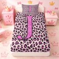 thumbnail image 4 of meiyoeat Glitter Leopard Print Letter J Twin Sheet Sets, Girls Teens, Pink Sparkle Monogrammed Bedding, 3 Pieces, 1 Flat Sheet, 1 Fitted Sheet and 1 Pillowcase, 4 of 6