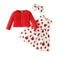 thumbnail image 1 of Hiiyo Girls Outfits Long Sleeve Coat and Ladybug Print Tank Dress Set, 1 of 5