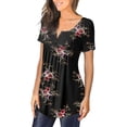 thumbnail image 2 of Hymorin Floral Print Women Pleated Buttons Loose Tunic Tops, 2 of 4