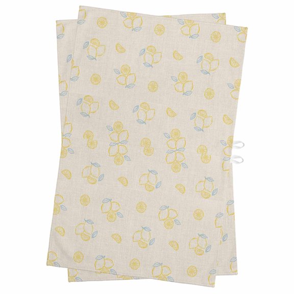 Summer Lemon Kitchen Towels Set of 2, Water Absorbent Dish Towel, Yellow Fruits Leaves Lemon Farmhouse Beige Decorative Hand Towels - Quick Drying Cloth for Cooking Baking, 18x28 Inch