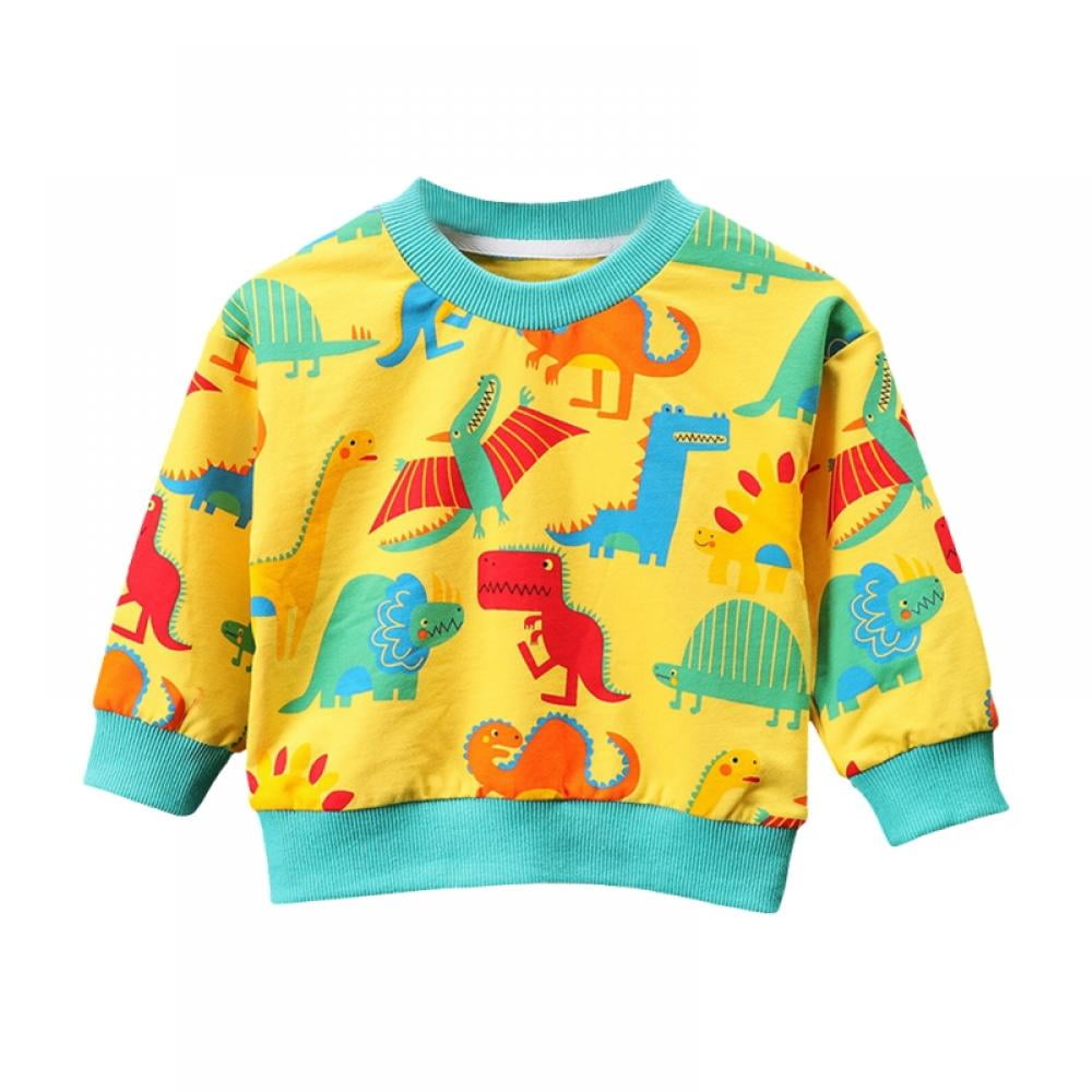 Boys Clothing Tops,Children Boys Girls Long Sleeves Cartoon Dinosaur Printed Hooded Sweater Clothes for 2-7 Years Old