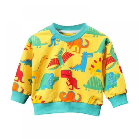 

Toddler Boys Sweatshirts Long Sleeve Sport Sweat Shirt Dinosaur Pullover Crewneck Tops Tees Kids 2-7 Years