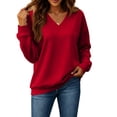 thumbnail image 7 of Evdexr Sweatshirts Womens Drop Shoulder V Neck Loose Fit 2026 Oversized Slouchy Pullover Top Plus Size Lightweight Solid Trendy Tops M, 7 of 7