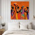 thumbnail image 4 of Black Orange Girls Boho Wall Art Painting on Canvas, Retro Ethnic Abstract Art Canvas Art Home Prints Wall Art Framed Modern Artwork for Living Room Bedroom Wall Decor 12x12in, 4 of 9