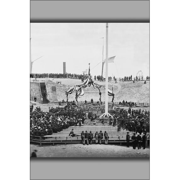 24"x36" Gallery Poster, Flag-raising Fort Sumter Charleston Harbor 1865