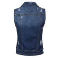 thumbnail image 4 of Made by Olivia Women's Classic Sleeveless Distressed Button Down Jean Denim Jacket Vest, 4 of 4