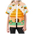 thumbnail image 2 of Kids Boys Tshirts Summer Cute Cartoon Bee Festival Print Lapel Botton Down Short Sleeves Fashion Tops T Shirts Activewear,Yellow,5-6 Years, 2 of 4