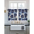 thumbnail image 2 of Blue Palm Leaves Tier Curtains 24 Inch Length,Sheer Curtains for Bedroom Living Room Window Farmhouse Summer Beige Tropical Plants Voile Drapes Kitchen Curtains Small Half Window 27.5"x24" 2 Panels, 2 of 7