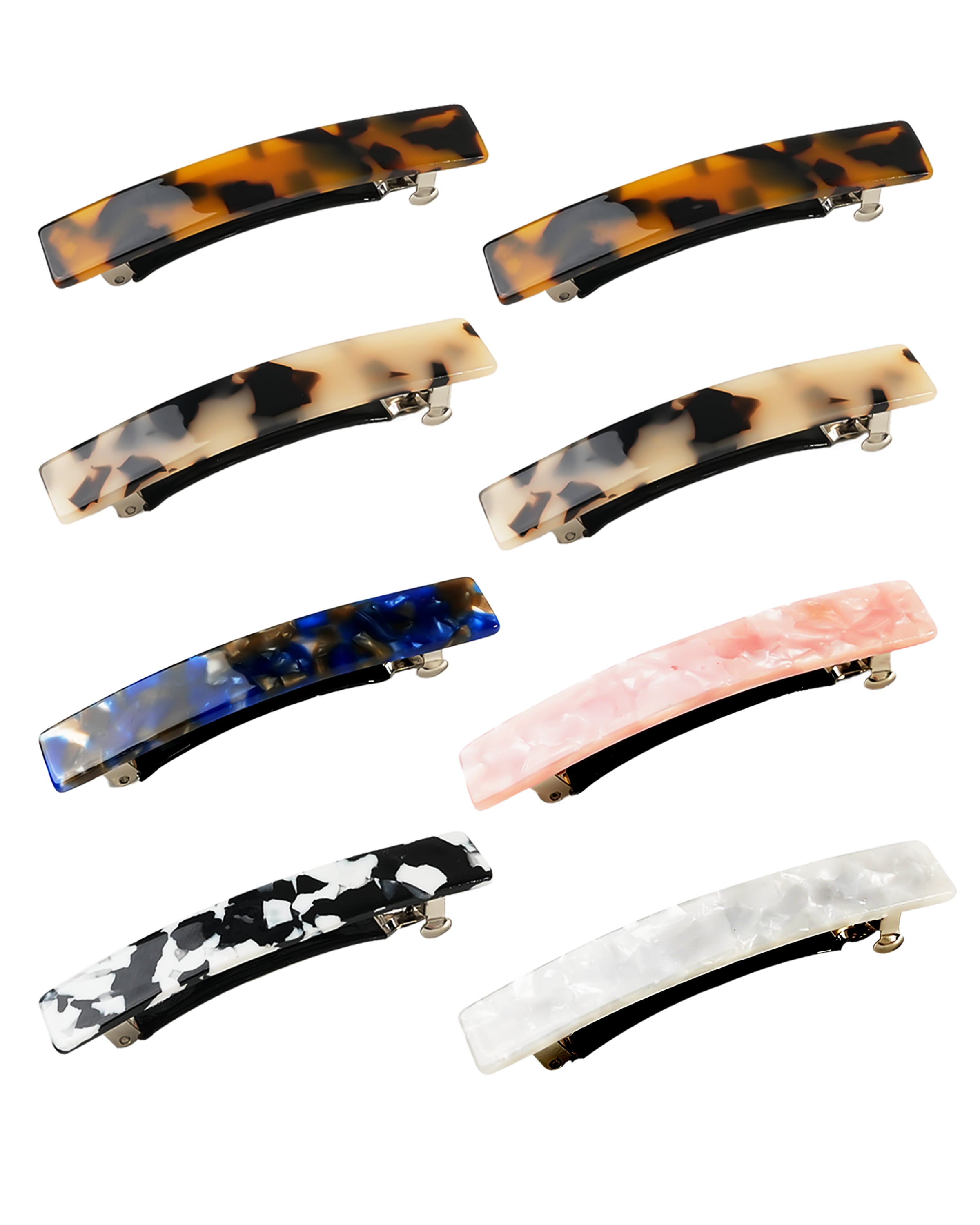 Hair Barrettes For Women, 8 Pcs Tortoise Shell Hair Barrettes, Acetate