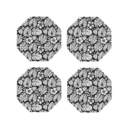 

Matuu Tropical Leaves for Cup Coasters Set of 4 Leather Coasters Desk Coasters for Office Measures 4” x 4”-Octagon