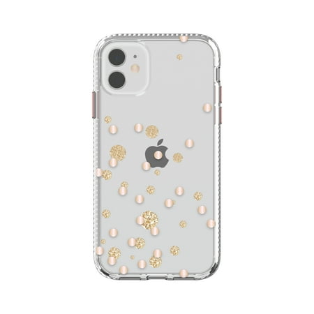 Clear with Rose Gold Metallic Glitter Dots Phone Case for iPhone 11