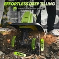 thumbnail image 3 of Saker 22V Cordless Tiller Cultivator with Fixed Handle, 360RPM Electric Garden Tiller with 2*2000mAh Battery, 9-Inch Tilling Width for Gardening Weeding Soil Cultivation, 3 of 8