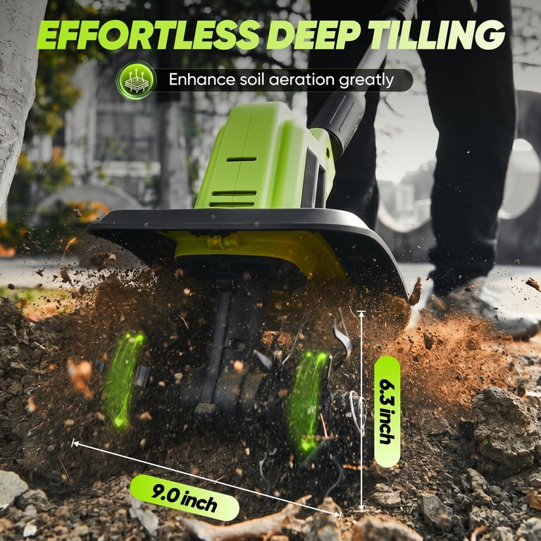 Saker 22V Cordless Tiller Cultivator, 9-Inch Width photo 3