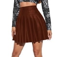 thumbnail image 1 of Faldas plisadas Prolriy para mujer, falda plisada de moda para mujer, falda de cuero de cintura alta, falda corta elegante de color sólido, faldas de mujer marrón L, 1 of 6