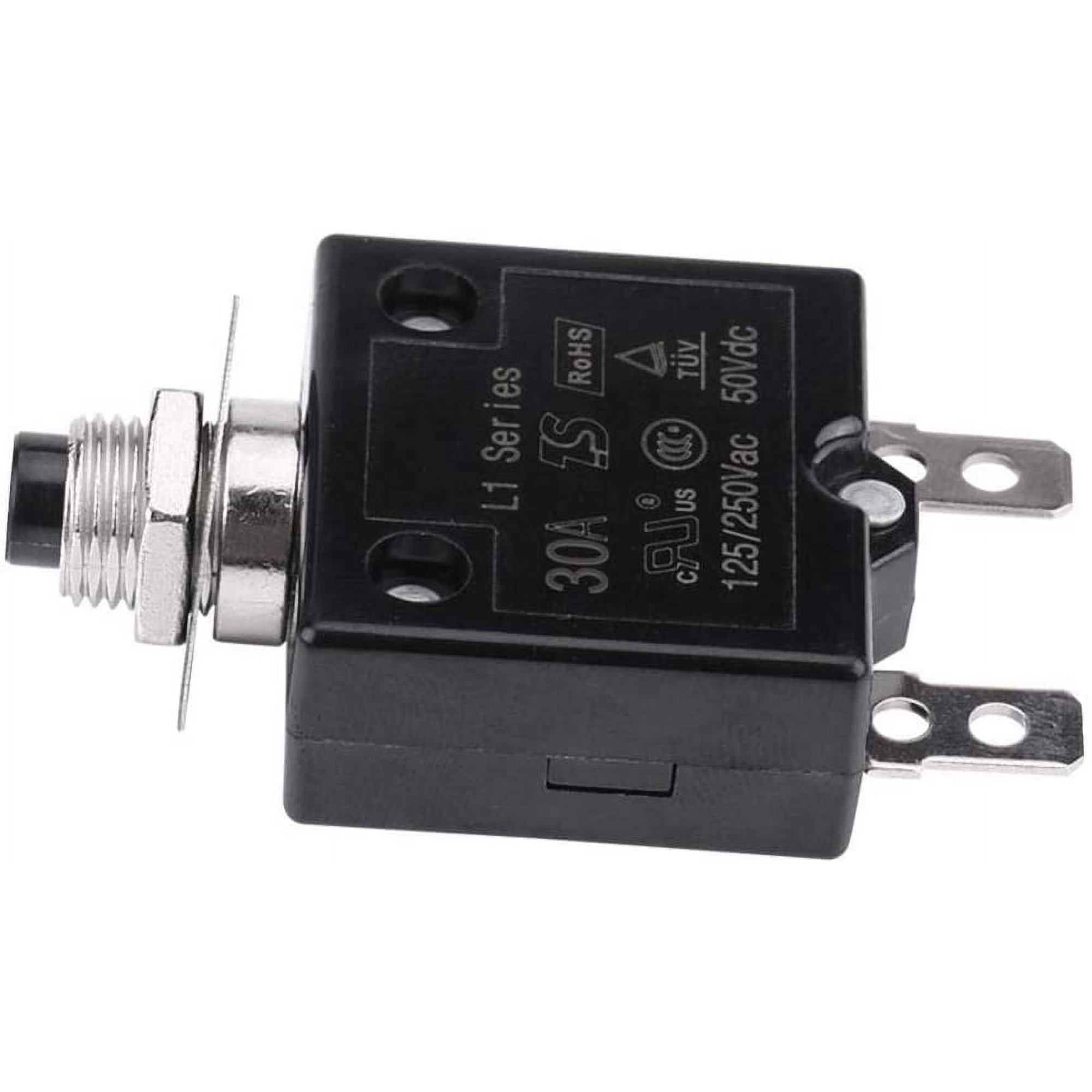 Disjoncteur Thermique 50A 125/250V CA 32V DC - Bouton Poussoir Reset, Bornes Rapides, étanche, Pour Auto/industrie/bateau