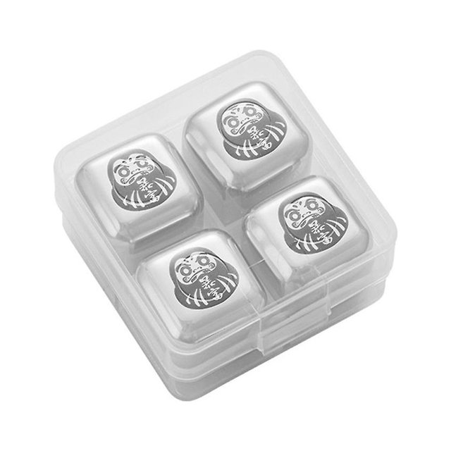 4 Juego de regalo de piedra para whisky, pinzas para hielo reutilizables para cubo de hielo de acero inoxidable
