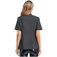 thumbnail image 4 of Jizyo Women's Short Sleeve Cross Collar Chef Coat Double Breasted Chef Jacket Kitchen Restaurant Work Uniform Gray L, 4 of 7