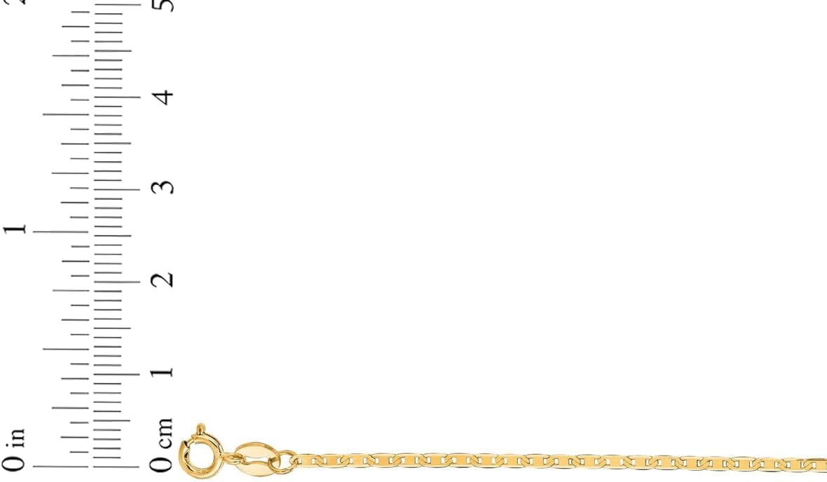 Floreo 10k Yellow Gold 1.2mm Solid Anchor Mariner Mirror Chain Necklace, 20 Inch