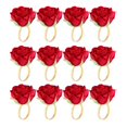thumbnail image 2 of 12 piezas de servilletas con forma roja, hebilla de toalla, anillo de servilleta, decoración de mesa de hotel para el día de la boda, servilleta de metal dorada, 2 of 5