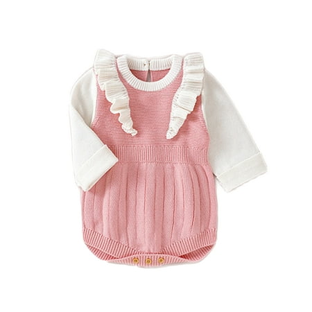 

Beiwei Infant Casual Color Block Romper One Piece Warn Bodysuit Newborn Buttons Travel Jumpsuit Pink 68cm