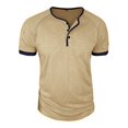 thumbnail image 5 of Men’s Short Sleeve Round Neck T-Shirt Front Placket Contrast Color Cuffs Summer Top, 5 of 9