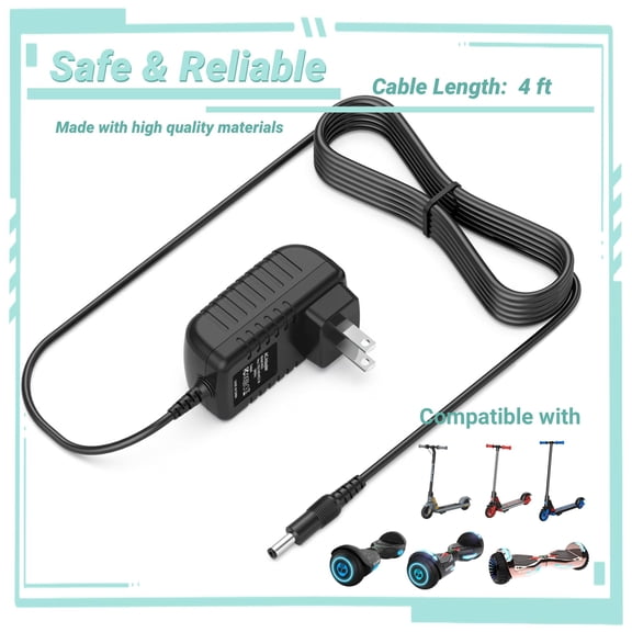 Yolmary 29.4V 0.6A AC/DC Adapter Charger Compatible with Gotrax Gks Lumios/Gks Plus/Gks Pro and Edge/Nova/Glide Switching 29.4V 1A Power Supply Cable Cord PSU