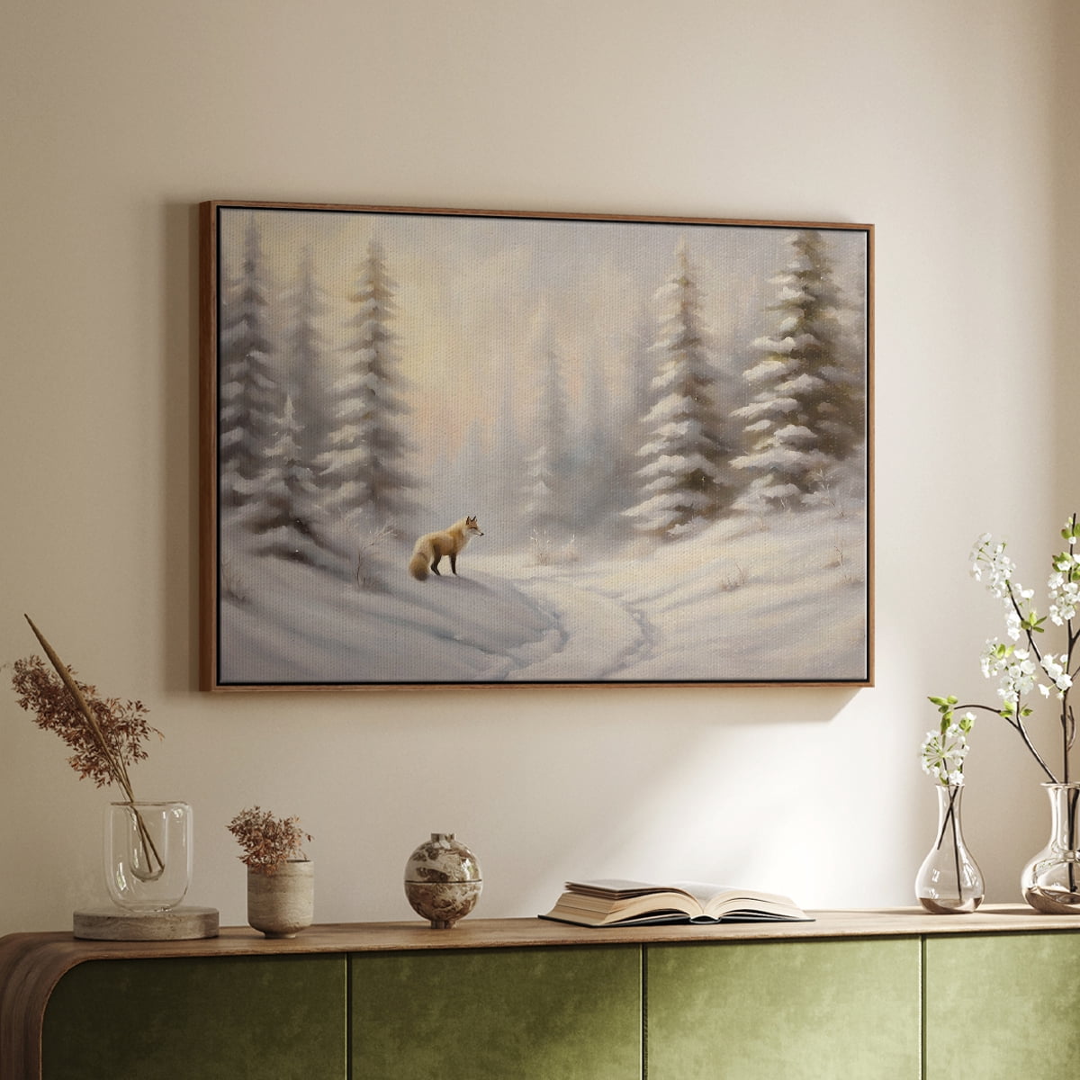 Vintage Landscape-CLXXV By Wexford Home Framed in Walnut Wood Gallery Wrapped Canvas 27 in. x 41 in.