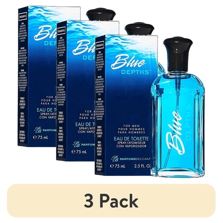 (3 pack) ParfumsBelcam Blue Depths Eau De Toilette Cologne for Men 2.5 fl oz