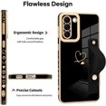 thumbnail image 4 of Galaxy S21 5G Luxury Electroplated Case with Strap Love Heart Plating Gold Bumper Cover for Women Girls Anti-Scratch Shockproof Back Phone Case for Samsung Galaxy S21 5G 6.2 Inch, 4 of 6