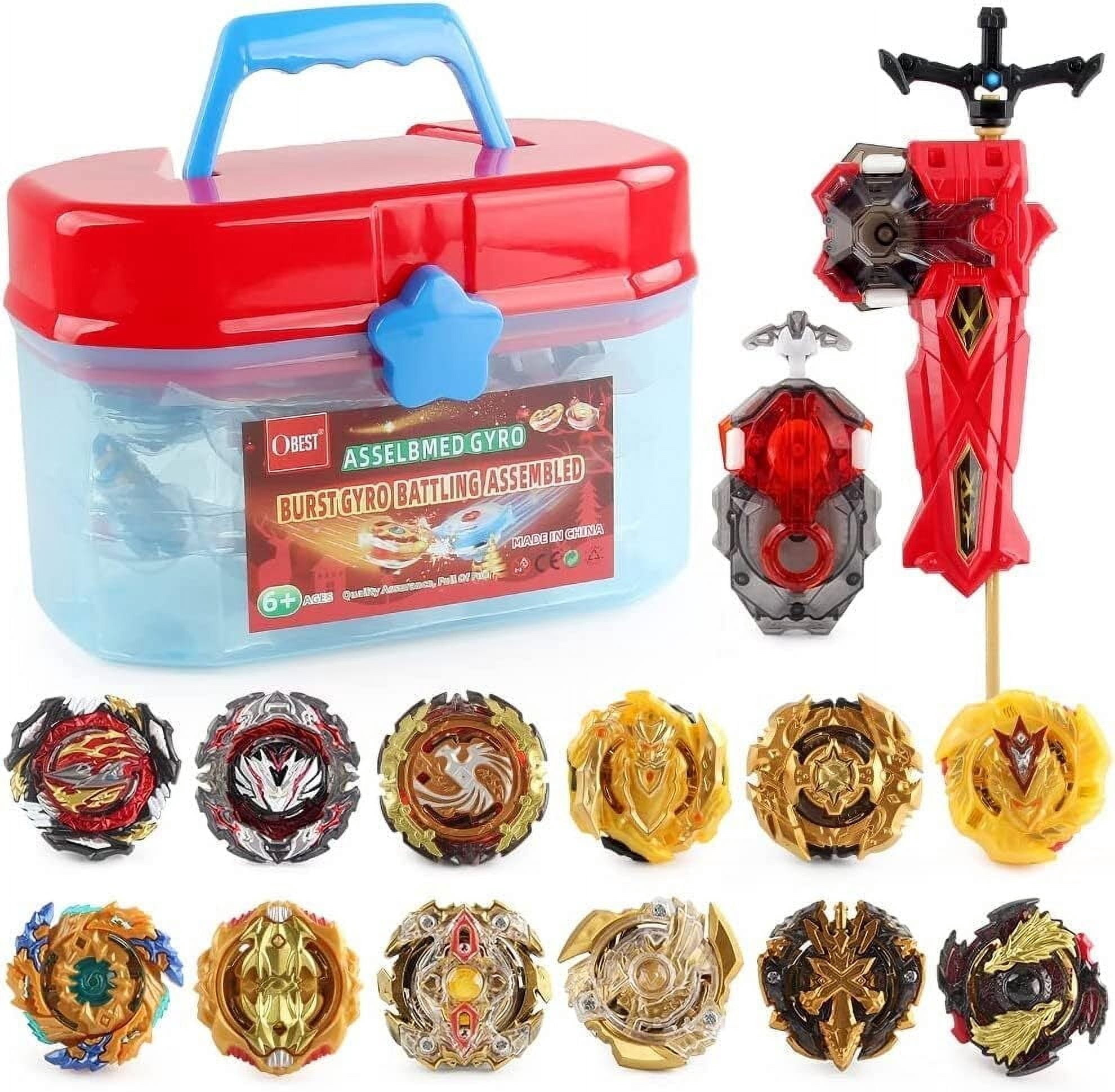 Bey Battle Burst Spinning Top Set - 12 Tops & 2 Launchers, Portable Battle Game For Kids, Burst Action