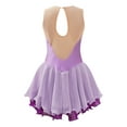thumbnail image 2 of YONGHS Kids Girls Shiny Rhinestone Figure Ice Skating Dress Sleeveless Chiffon Ballet Dance Dress Lavender 8, 2 of 7